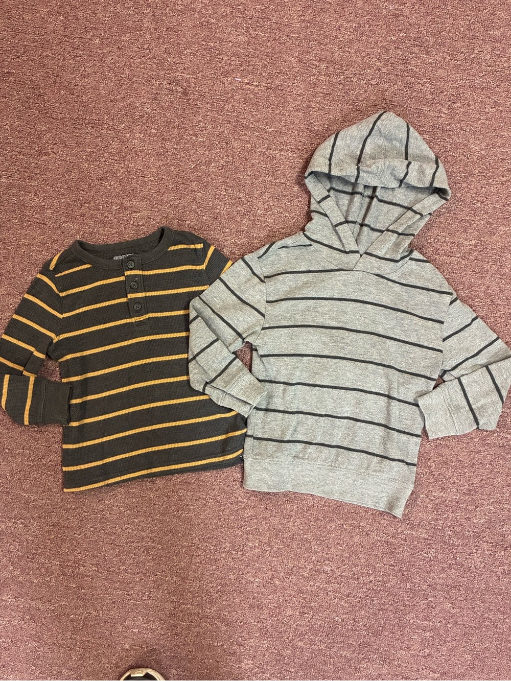 Old Navy Gray & Black Striped Hooded Sweater - Kids